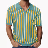 Stylish Striped Knit Polo Shirts Mens