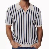 Stylish Striped Knit Polo Shirts Mens