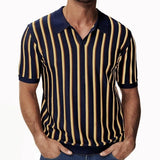 Stylish Striped Knit Polo Shirts Mens