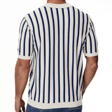 Stylish Striped Knit Polo Shirts Mens
