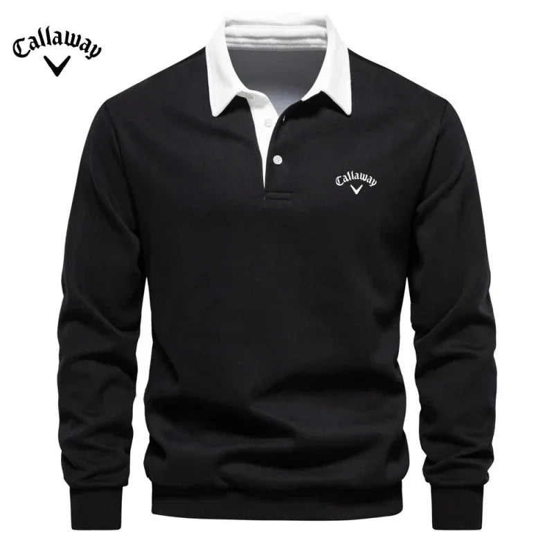 Men's Embroidered Long Sleeved Polo Shirt