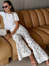 Elegance High Waist Flare Lace Pants