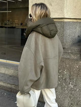 Luxe Oversized Zip-Up Hooded Jacket