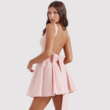 Allure Backless Lace-Up Mini Dress