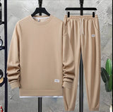 Waffle Knit Sweatshirt and Sweatpants Duo