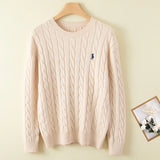 Embroidered pullover sweater, O-neck