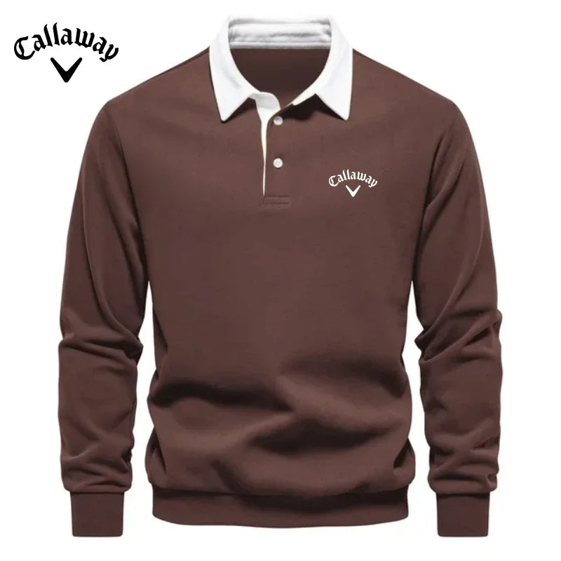 Men's Embroidered Long Sleeved Polo Shirt