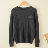 Embroidered pullover sweater, O-neck