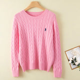 Embroidered pullover sweater, O-neck