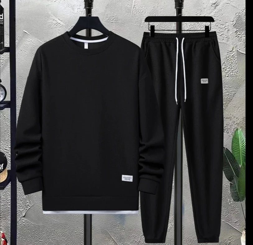 Waffle Knit Sweatshirt and Sweatpants Duo