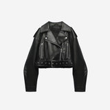 LORI Faux Leather Cropped Jacket