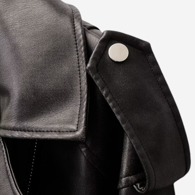 LORI Faux Leather Cropped Jacket