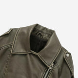 LORI Faux Leather Cropped Jacket