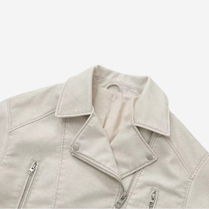 LORI Faux Leather Cropped Jacket