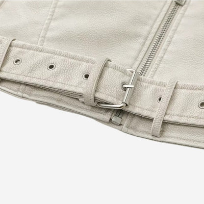 LORI Faux Leather Cropped Jacket